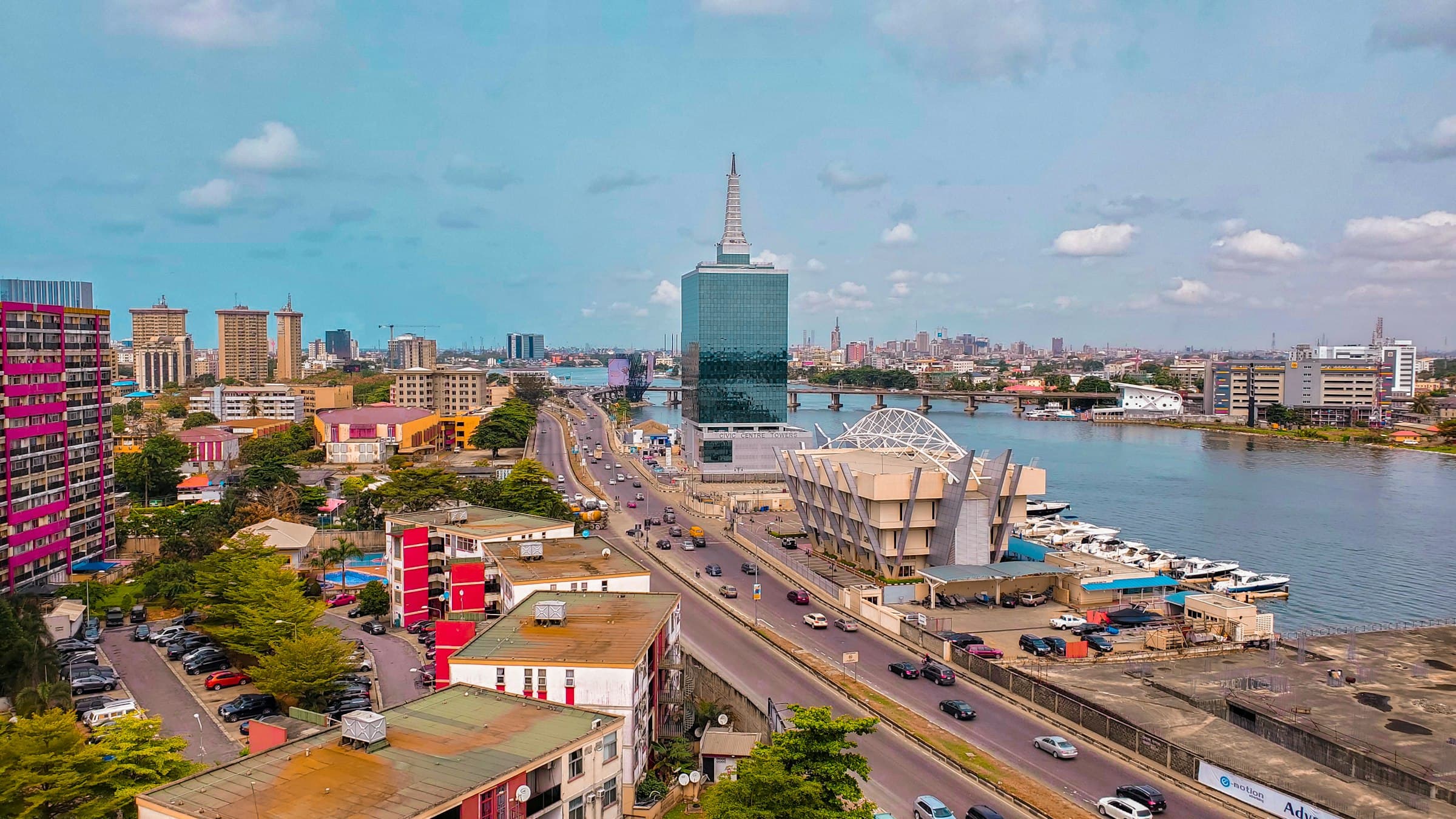 Aerial view across Lagos