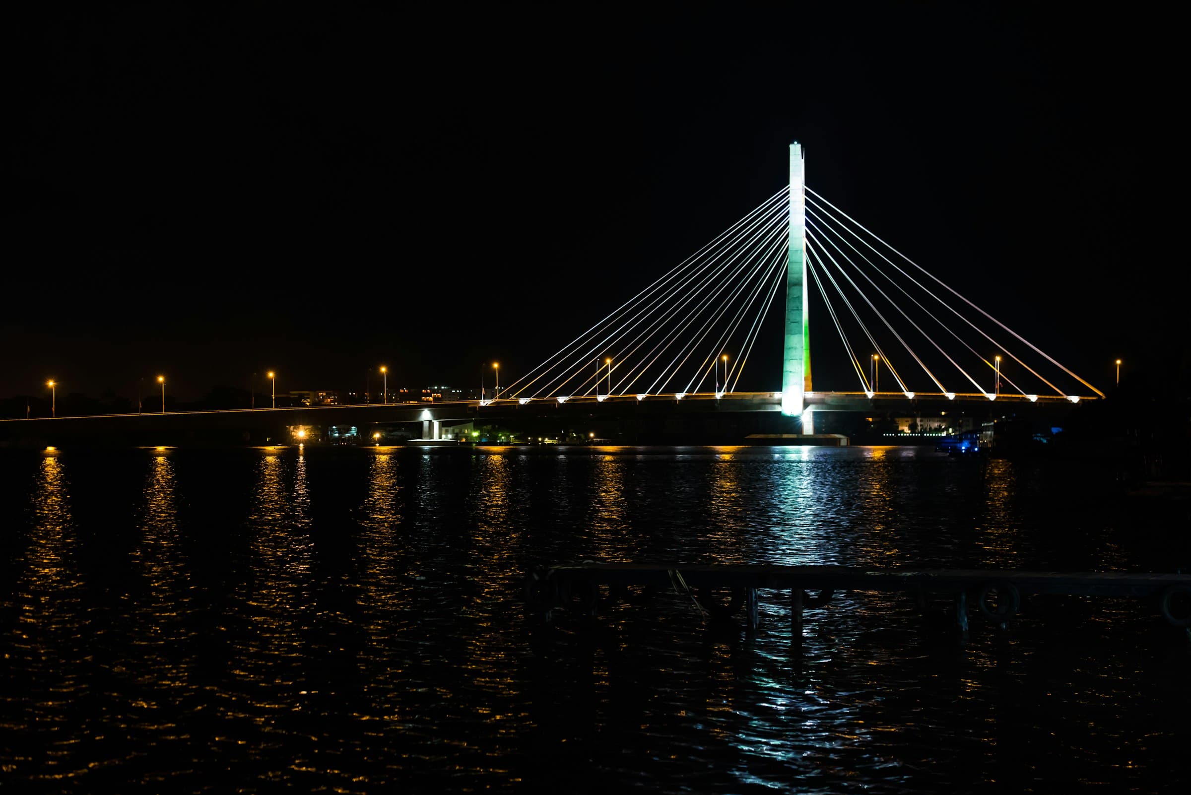 The Lekki–Ikoyi Link Bridge in Lagos at night